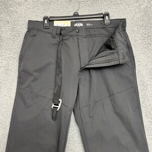 Lake & Trail Belted Hiking Pant Mens 34/32 Black New Integrated Belt Nylon